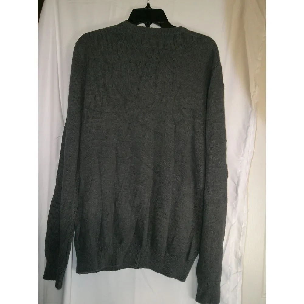 Chaps Classic Grey Crew Neck Knit Sweater Casual Comfort Cotton‎ Blend